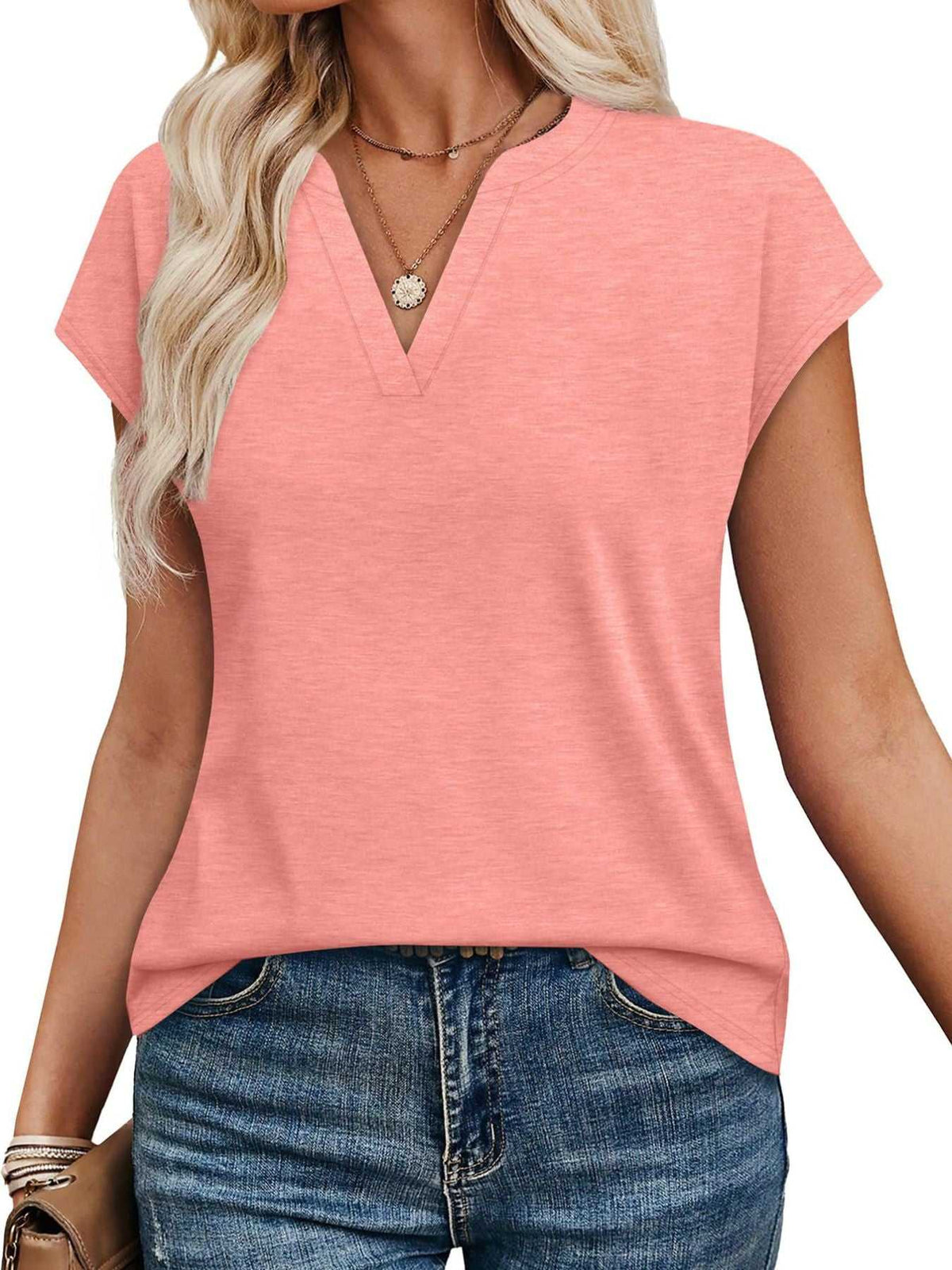 Notched Short Sleeve T-Shirt 100100058945563 25 Affordable Fashion Under $100 Jerry's Apparel 