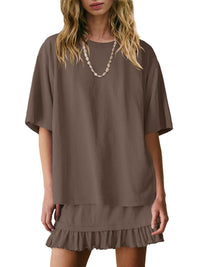 Round Neck Half Sleeve Tee and Skirt Set 100100917549398 34 Affordable Fashion Under $100 Jerry's Apparel 
