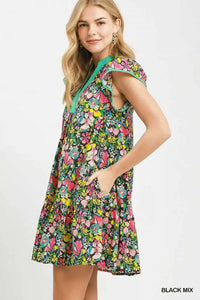 Umgee Floral Flutter Sleeve Tiered Mini Dress 100100740391186 57 Affordable Fashion Under $100 Jerry's Apparel 