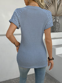 Hollow Out Waffle Knit Short Sleeve T-Shirt