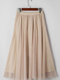 Tulle Mesh Overlay Flared Midi Skirt 100100431711620 39 Gifts for Her Jerry's Apparel 