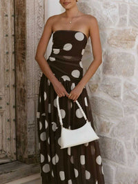 Polka Dot Strapless Ruched Maxi Dress 100100889786131 50 Affordable Fashion Under $100 Jerry's Apparel 