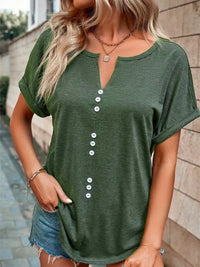 Full Size Decor Button Short Sleeve T-Shirt Plus Size 100100492662512 24 Affordable Fashion Under $100 Jerry's Apparel 