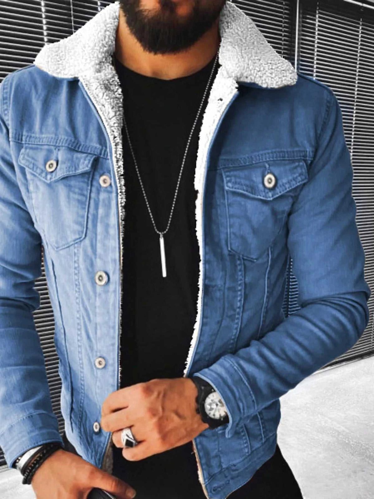 Men's Full Size Sherpa-Lined Denim Jacket Plus Size 104003451880772 75 Affordable Fashion Under $100 Jerry's Apparel 