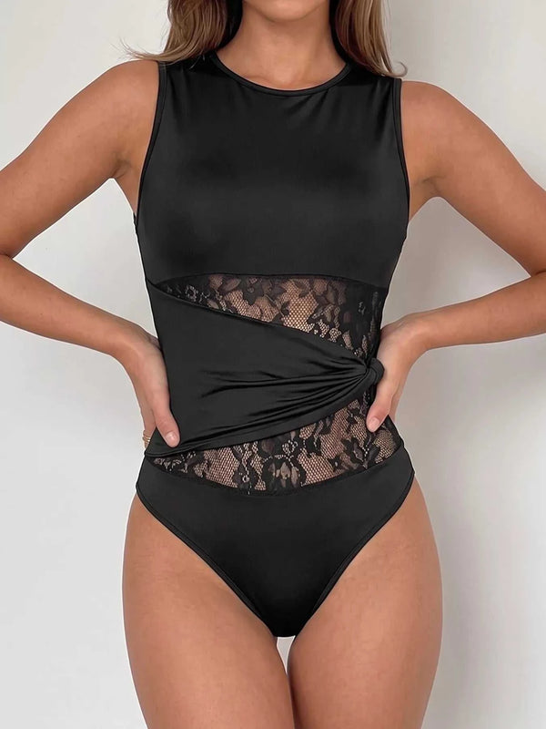 Sheer Lace Panel Sleeveless Bodysuit 100100288738131 28 Gifts for Her Jerry's Apparel 