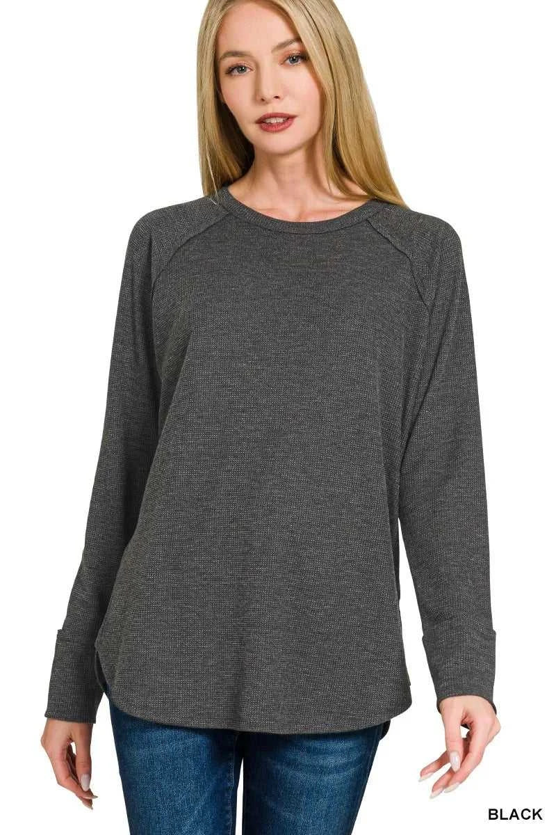 Zenana Baby Waffle Long Sleeve Top 100100118111862 21 Gifts for Her Jerry's Apparel 
