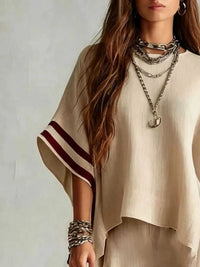 Full Size Striped 3/4 Sleeve Top and Pants Set Plus Size 100100536738570 39 Affordable Fashion Under $100 Jerry's Apparel 