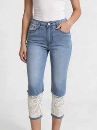Full Size Lace Trimmed Capri Jeans Plus Size 100100537576403 32 Affordable Fashion Under $100 Jerry's Apparel 