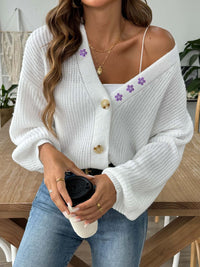 V-Neck Button Up Long Sleeve Cardigan