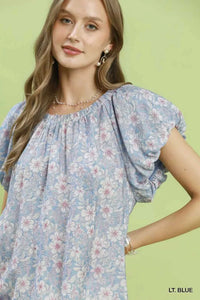 Umgee Floral Puff Sleeve Blouse 100100039441824 47 Affordable Fashion Under $100 Jerry's Apparel 
