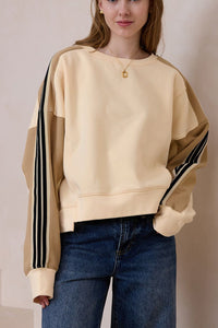 Contrast Round Neck Long Sleeve Sweatshirt