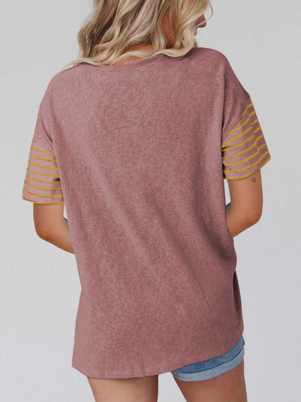 Color Block Striped Detail Loose T Shirt 100100817059752 28 Affordable Fashion Under $100 Jerry's Apparel 