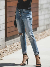 Distressed Button-Fly Skinny Jeans 100100937017590 43 Affordable Fashion Under $100 Jerry's Apparel 