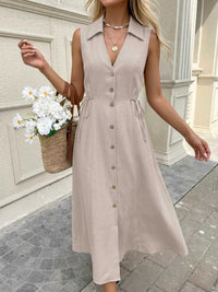 Sleeveless Button-Down Midi Dress 100100003480879 37 Women's Midi Dress Affordable Boutique Dresses Under $50 Jerry's Apparel 