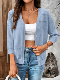 Textured Button-Front Cardigan with 3/4 Sleeves 100100719661755 37 Affordable Fashion Under $100 Jerry's Apparel 