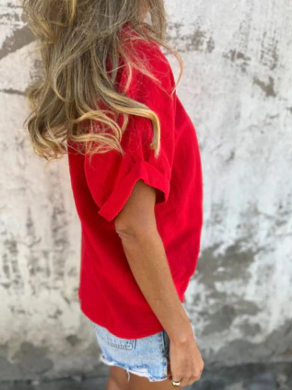 Full Size Loose Fit Short Sleeve T-Shirt Plus Size