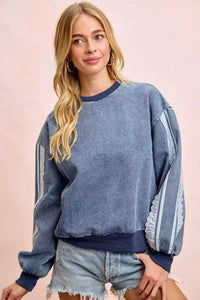 BiBi Washed Denim Lace Contrast Sided Sweatshirt 100100756531525 56 Affordable Fashion Under $100 Jerry's Apparel 