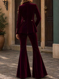 Velvet Double-Breasted Blazer and Flare Pants Set 101001710079074 99 Affordable Fashion Under $100 Jerry's Apparel 