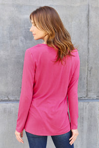 Full Size V-Neck Long Sleeve Top