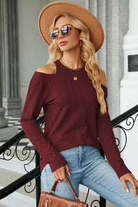 Round Neck Cold Shoulder T-Shirt