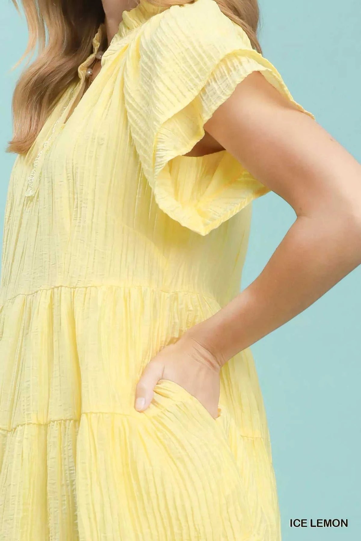 Umgee Tiered Ruffle Sleeve Textured Mini Dress 100100762951591 57 Affordable Fashion Under $100 Jerry's Apparel 