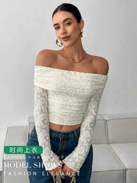 Off Shoulder Long Sleeve Lace Top 100100210732400 33 Affordable Fashion Under $100 Jerry's Apparel 