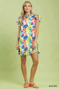 Umgee Ruffled Botanical Print Mini Dress 100100130871187 62 Affordable Fashion Under $100 Jerry's Apparel 