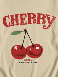 Plus Size Cherry Graphic Round Neck Short Sleeve T-Shirt