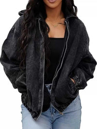 Vintage Washed Zip Up Hooded Denim Jacket 101003931573383 64 Affordable Fashion Under $100 Jerry's Apparel 
