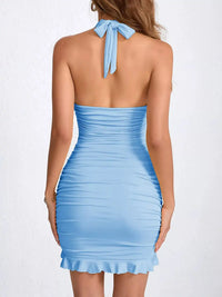 Ruched Halter Neck Bodycon Mini Dress 101001241020171 35 Gifts for Her Jerry's Apparel 
