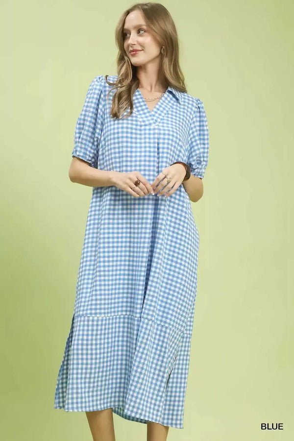 Umgee Gingham Midi Dress with Side Pockets 100100096041795 60 Affordable Fashion Under $100 Jerry's Apparel 
