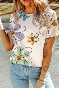 Printed Round Neck Short Sleeve T-Shirt