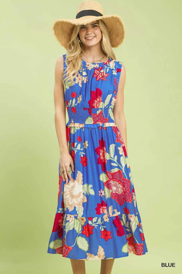 Umgee Floral Smocked Midi Dress 100100281861472 64 Affordable Fashion Under $100 Jerry's Apparel 
