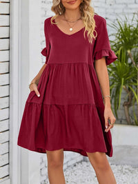 Ruffled Sleeve Tiered Mini Dress 100100840870791 28 Affordable Fashion Under $100 Jerry's Apparel 