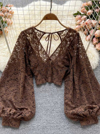 Lace Tie Back Long Sleeve Top 100100430044315 33 Affordable Fashion Under $100 Jerry's Apparel 