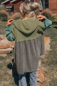 Color Block Waffle Knit Raw Hem Hoodie 100100959651354 43 Affordable Fashion Under $100 Jerry's Apparel 