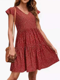 Polka Dot Ruffle Sleeve V-Neck Mini Dress 100100694461442 32 Affordable Fashion Under $100 Jerry's Apparel 