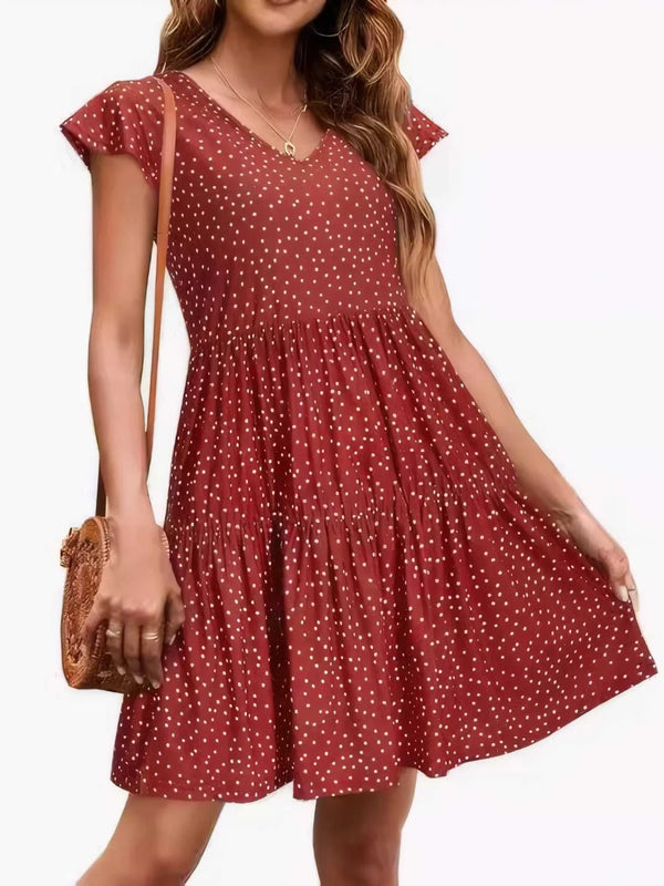 Polka Dot Ruffle Sleeve V-Neck Mini Dress 100100694461442 32 Affordable Fashion Under $100 Jerry's Apparel 