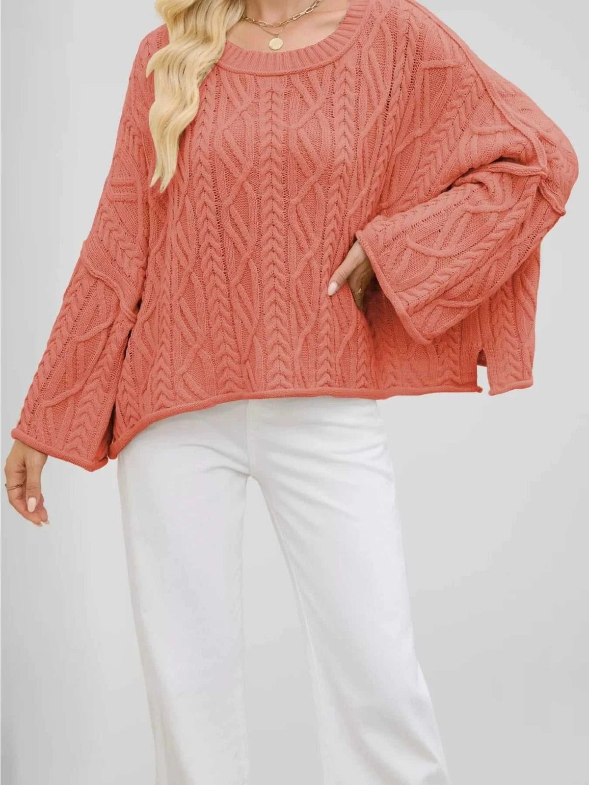 Cozy Cable Knit Drop Shoulder Oversize Sweater 100100624511651 49 Affordable Fashion Under $100 Jerry's Apparel 