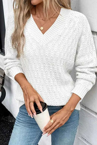 Textured V-Neck Long Sleeve Sweater 100100433911616 46 Affordable Fashion Under $100 Jerry's Apparel 