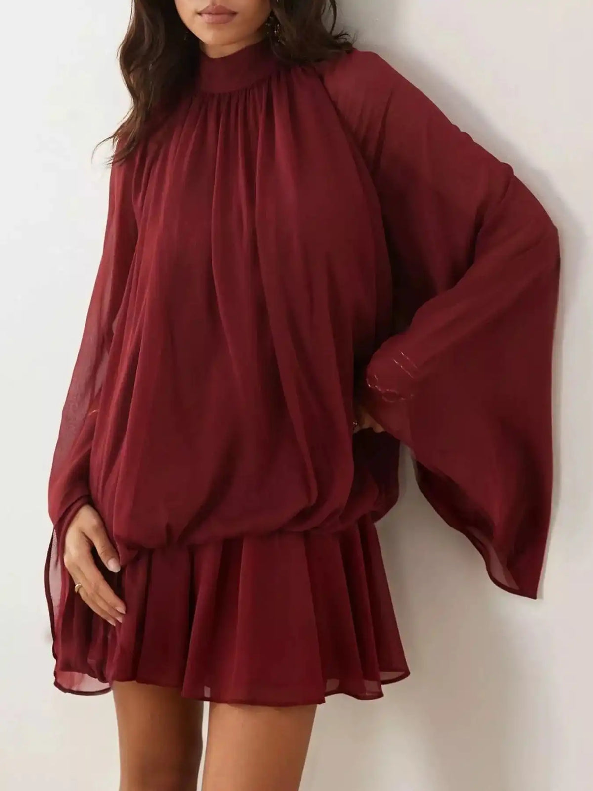Tie Back Flare Sleeve Mini Dress 101001243212797 45 Affordable Fashion Under $100 Jerry's Apparel 