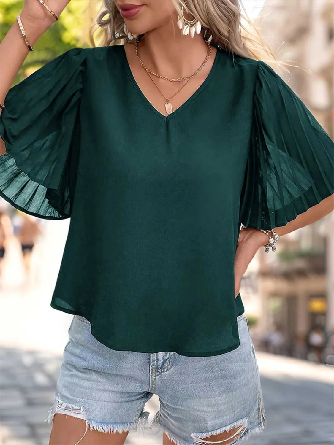 V-Neck Half Sleeve Blouse 100100062921565 30 Affordable Fashion Under $100 Jerry's Apparel 