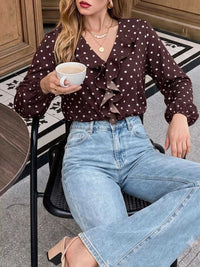 Polka Dot Ruffled V-Neck Bodysuit 101001651705391 32 Affordable Fashion Under $100 Jerry's Apparel 