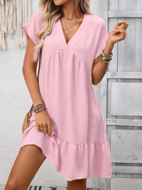 Casual V-Neck Ruffle Hem Mini Dress 100100053087860 30 Affordable Fashion Under $100 Jerry's Apparel 
