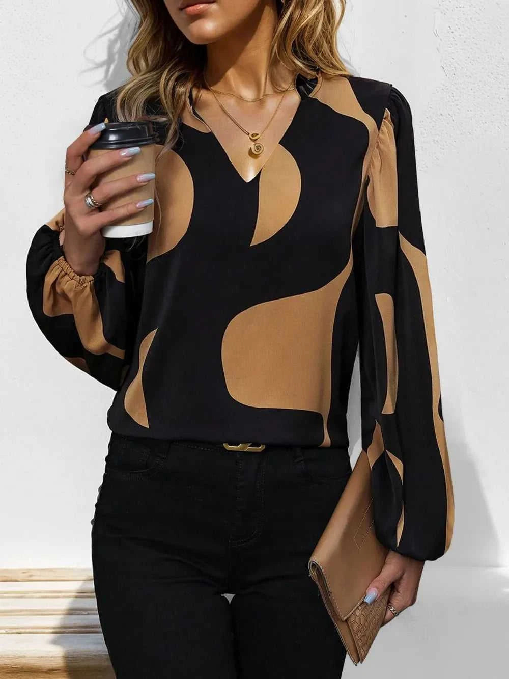 Perfee Frill Notched Long Sleeve Blouse 100100379121107 27 Affordable Fashion Under $100 Jerry's Apparel 