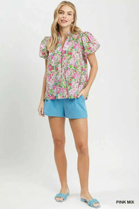Umgee Floral Puff Sleeve Blouse 100100272031185 51 Affordable Fashion Under $100 Jerry's Apparel 