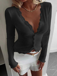 Lace Trim Long Sleeve Top 100100696599078 30 Affordable Fashion Under $100 Jerry's Apparel 