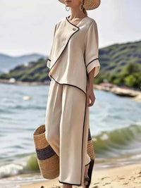 Full Size Contrast Trim Top and Wide Leg Pants Set Plus Size 101001301855619 43 Affordable Fashion Under $100 Jerry's Apparel 