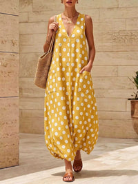Polka Dot V-Neck Sleeveless Maxi Dress 100100165046334 32 Gifts for Her Jerry's Apparel 