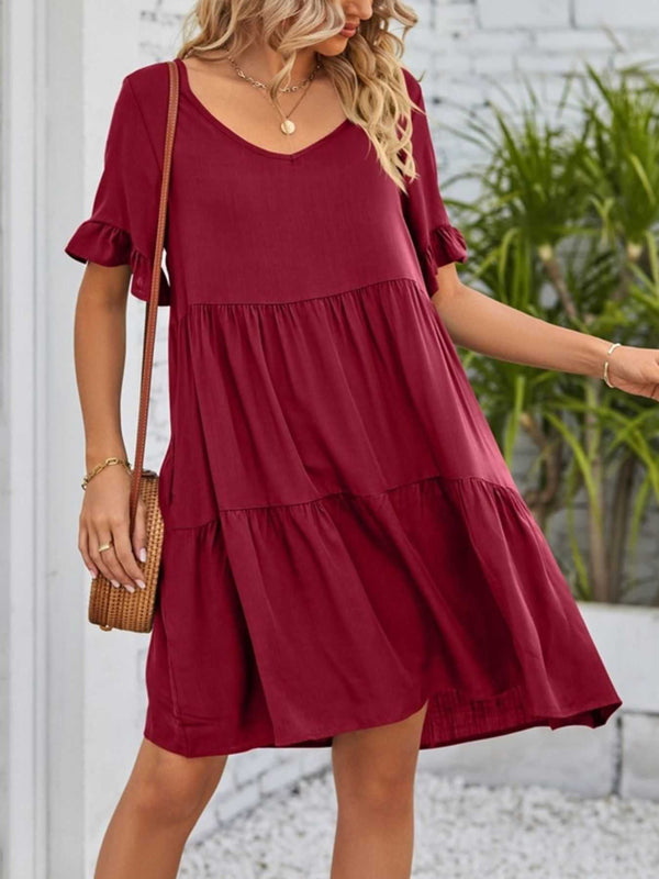Ruffled Sleeve Tiered Mini Dress 100100840870791 28 Affordable Fashion Under $100 Jerry's Apparel 